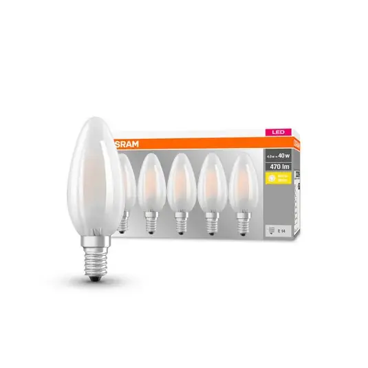 OSRAM LED candela E14 4W 2.700K 470lm 5x Offerta