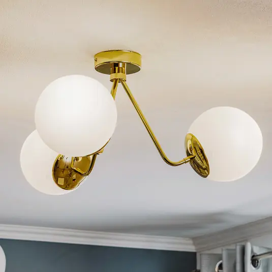 Plafoniera Tuse, 3 luci, ottone Acquista Ora