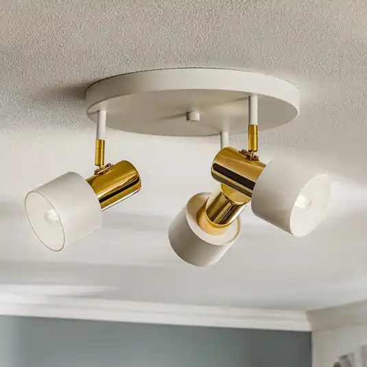 Vendita Finale Faretto da soffitto Destin, 3 luci, bianco/ottone
