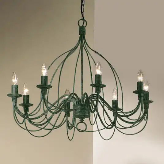Ultimissimo Modello Lampadario FILO 8 luci, verde anticato