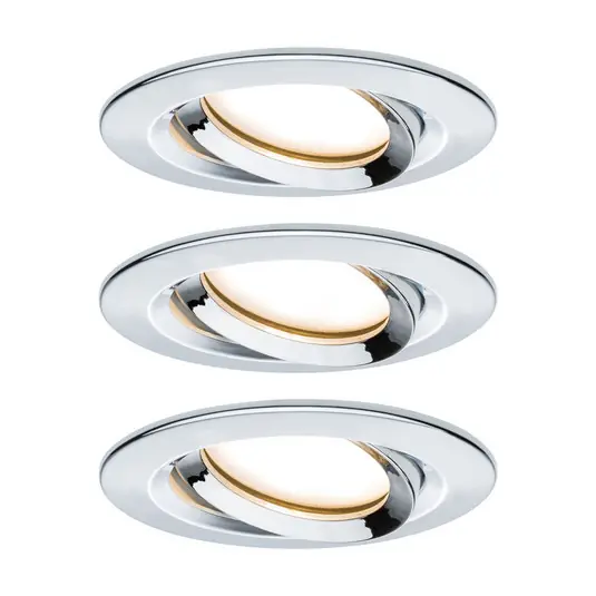 Esclusivo Faretto LED Paulmann Nova Plus Coin, set da 3, rotondo, cromato, 2.700 K, IP65