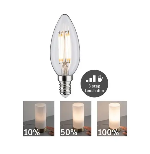 Scelto Dai Clienti Candela LED Paulmann E14 5W filamento 3 dimmerabile