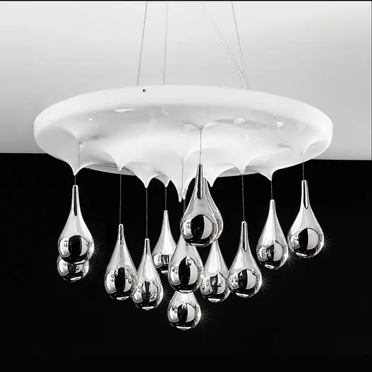 Prezzo Di Fabbrica Lampada a sospensione Pioggia, bianco, cromo, Ø 50 cm H 30 cm