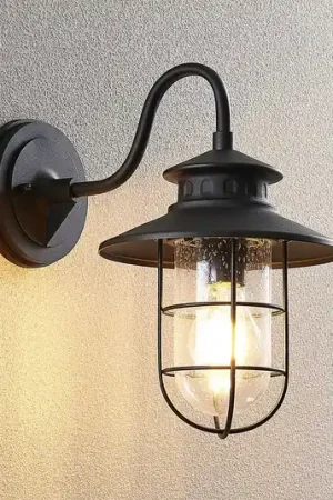 A Buon Prezzo Lindby applique da esterno Kyan, altezza 32 cm, nero, IP44, E27
