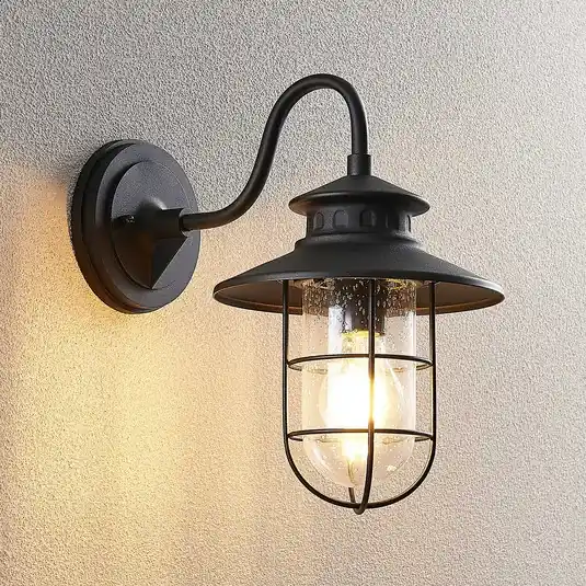 A Buon Prezzo Lindby applique da esterno Kyan, altezza 32 cm, nero, IP44, E27