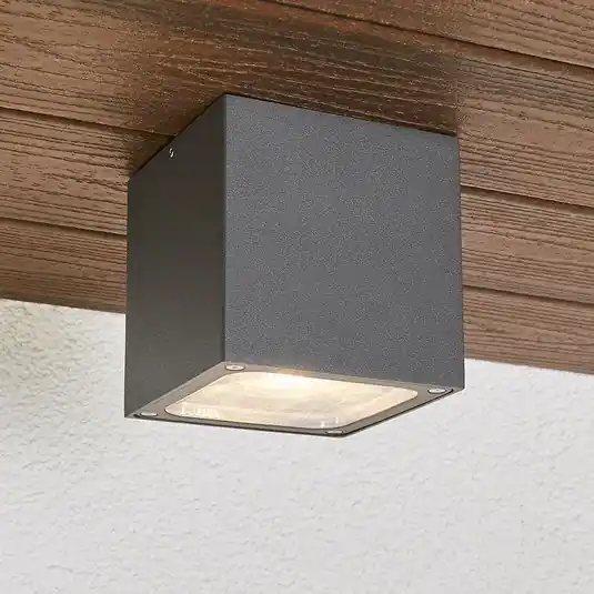 Must-Have Lucande Plafoniera LED Tanea, 12x12 cm, grigio scuro, IP54