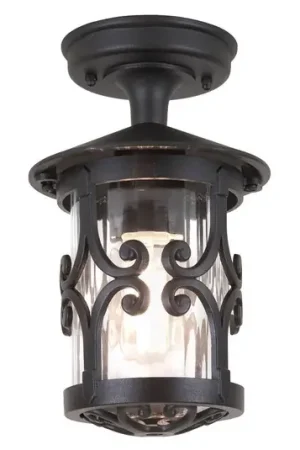 Lampada da soffitto Hereford, nero/trasparente, IP23, vetro/metallo Super Prezzo