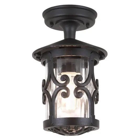 Lampada da soffitto Hereford, nero/trasparente, IP23, vetro/metallo Super Prezzo