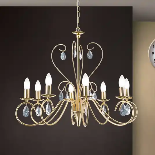 Lampadario Alessia a 8 luci in cristallo dorato Professionale
