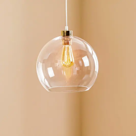 Economico Lampada a sospensione Cubus, trasparente, vetro, Ø 30 cm, E27