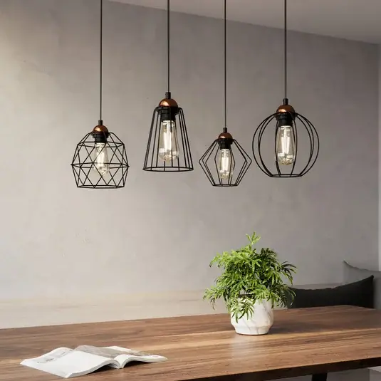 Lampada a sospensione Galaxy con quattro paralumi a gabbia Direttamente Dal Produttore