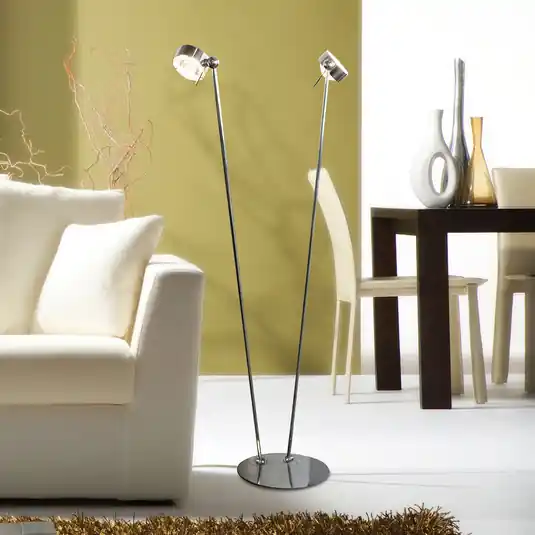Piantana PUK, cromo opaco, metallo, 2 luci, G9, on/off Prezzo Basso
