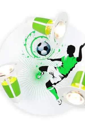 Compra Oggi Stesso Plafoniera Soccer, 3 luci, bianco-verde