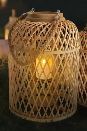 Prezzo Basso Cestino per lanterna solare a LED, in bambù, altezza 38 cm, naturale