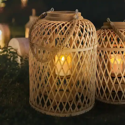 Prezzo Basso Cestino per lanterna solare a LED, in bambù, altezza 38 cm, naturale