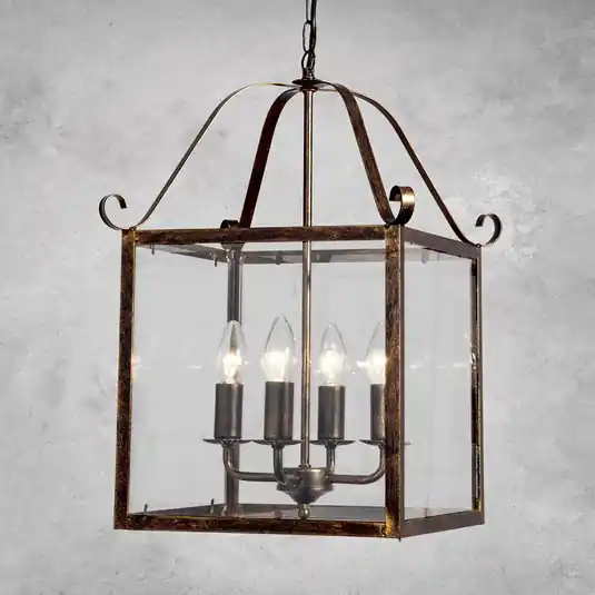 Lampada a sospensione Manto, angolare, oro, 4 luci Novità
