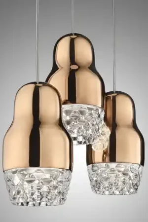 Lampada a sospensione LED Fedora 3 luci,oro rosato Novità