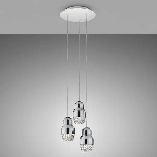 Lampada a sospensione LED Fedora 3 luci cromo Prezzo Conveniente