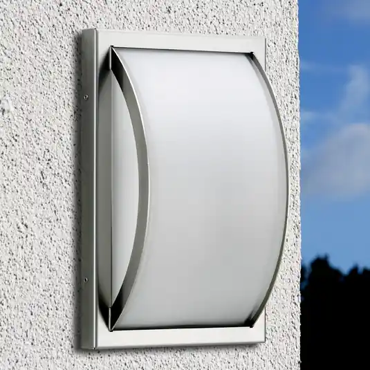 Applique da esterno Piegare, acciaio inox, vetro, E27 Reso Gratuito