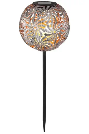 Nuovo Arrivo Lampada LED solare 33632 sfera metallo, argento