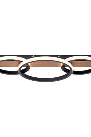 Offerta Plafoniera LED Trooper, decoro legno, 3 luci