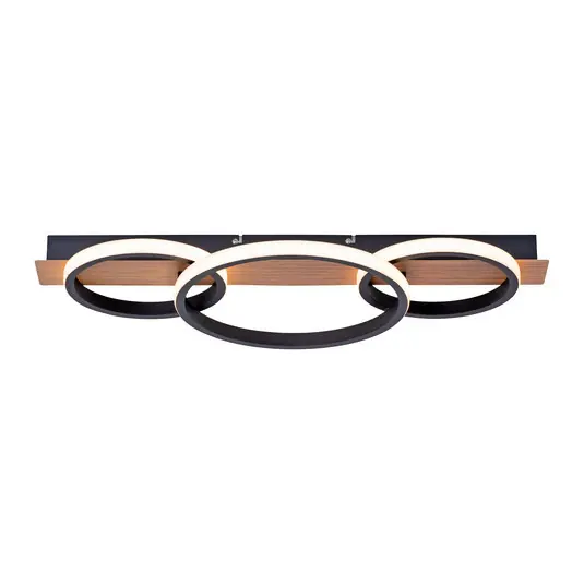 Offerta Plafoniera LED Trooper, decoro legno, 3 luci