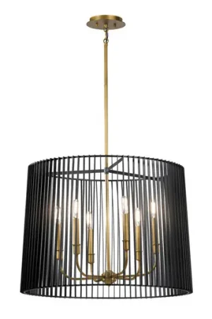 Promo Stagionale Lampada a sospensione Linara, nero/ottone, 6 luci