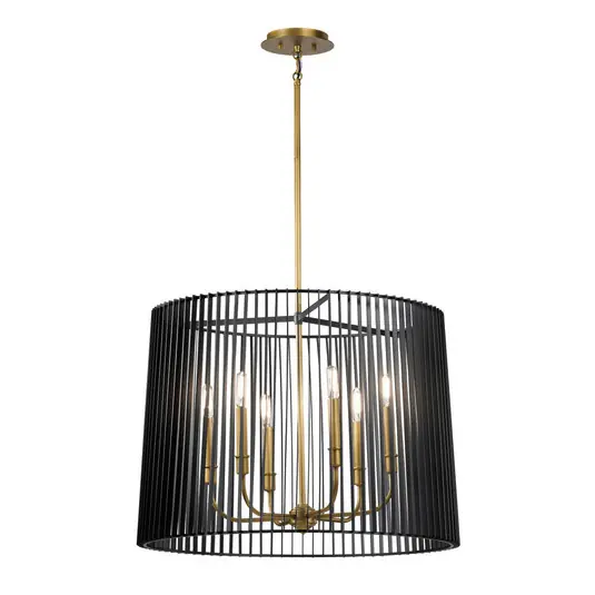 Promo Stagionale Lampada a sospensione Linara, nero/ottone, 6 luci