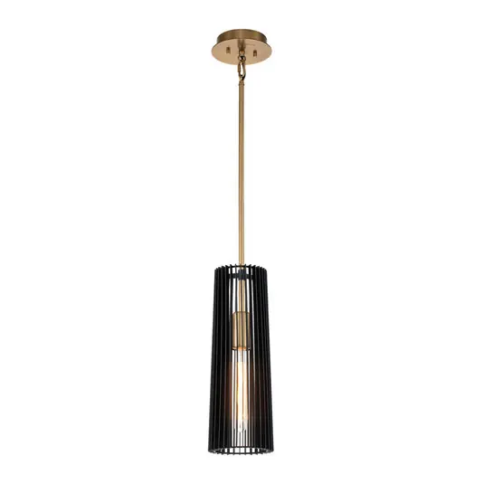 Direttamente Dal Produttore Lampada a sospensione Linara, nero/ottone, 1 luce