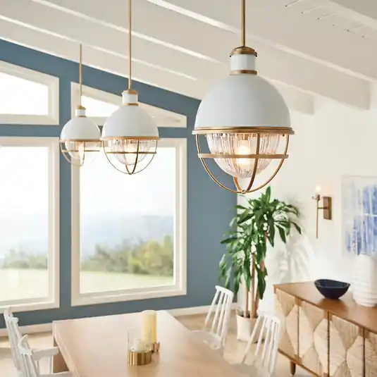 Lampada a sospensione Tollis, ottone/bianco, 1 luce, Ø 40,8 cm Must-Have