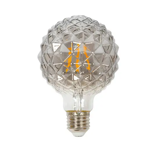 Lucande Lampadina LED Globel G95, E27 3,8W, 1800K, struttura, fumo Professionale