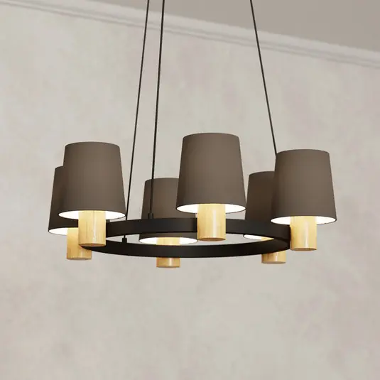 Offerta Del Giorno Lampadario Edale, 6 paralumi cappuccino, rotondo