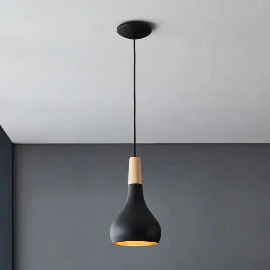 Lampada a sospensione Sabinar, a 1 luce, nero, Ø 18 cm Più Venduto