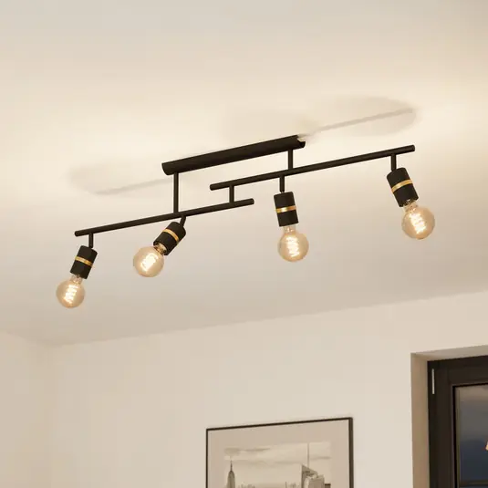Sconto Plafoniera Lurone, nera, 4 luci