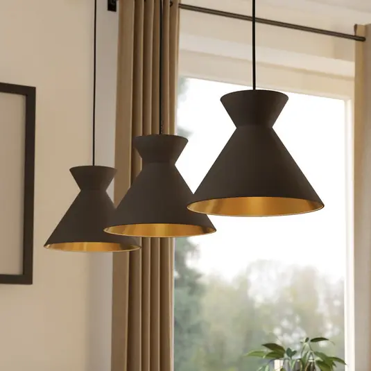 Lampada a sospensione Nastasia cappuccino/ottone a 3 luci Sconto