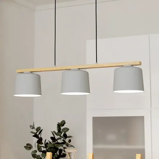 Occasione Mariel lampada a sospensione a 3 luci in legno grigio naturale