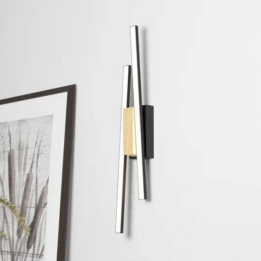 Occasione Applique a LED Panagria, nero con dettagli in legno