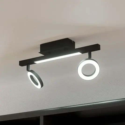 Faretto da soffitto Cardillio 2 nero con due Ring Offerta Speciale