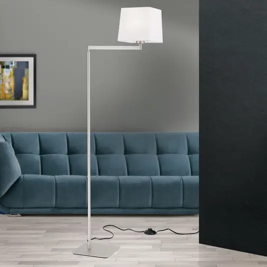 Lampada da terra in tessuto Carlton, nichel opaco Quantità Limitata