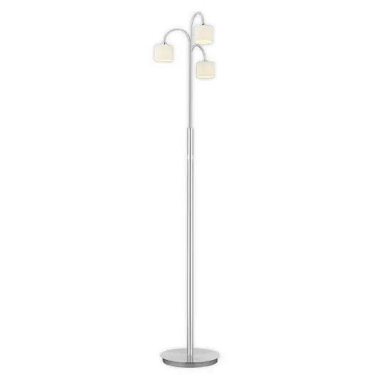 Piantana LED Mila, nichel/vetro opalino, 3 luci Compra Adesso