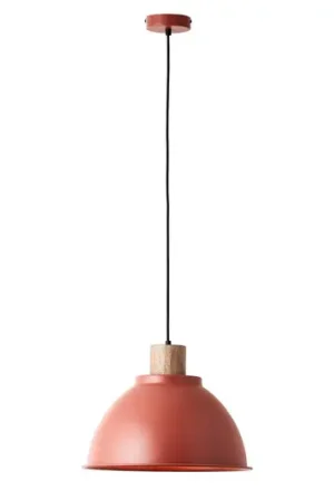 Lampada a sospensione Erena con legno, rosso Compra Online