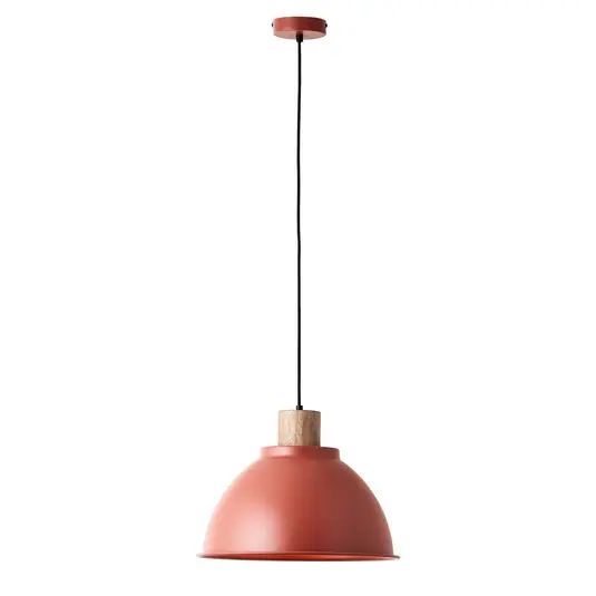 Lampada a sospensione Erena con legno, rosso Compra Online