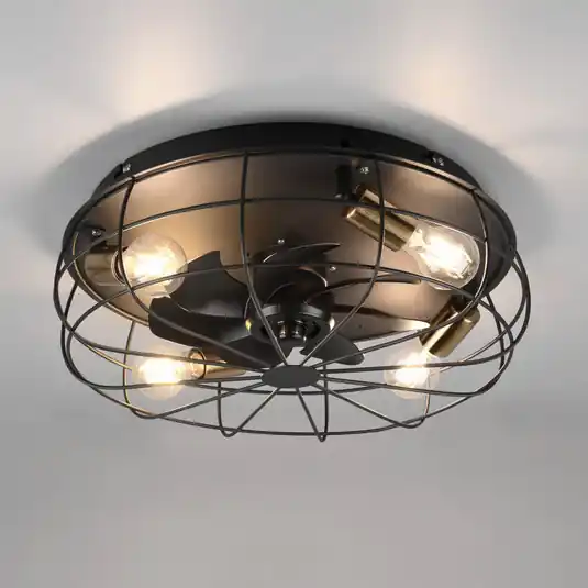 Ventilatore a pale Trondheim, remote, 4xE27, nero Ultima Occasione