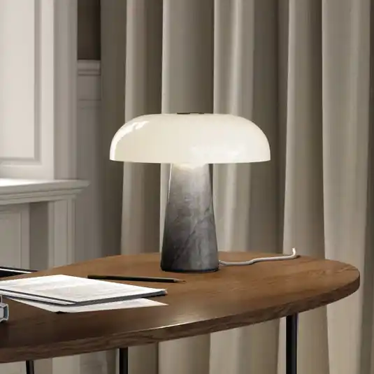 Consegna Rapida Lampada da tavolo Glossy, grigio/opale bianco