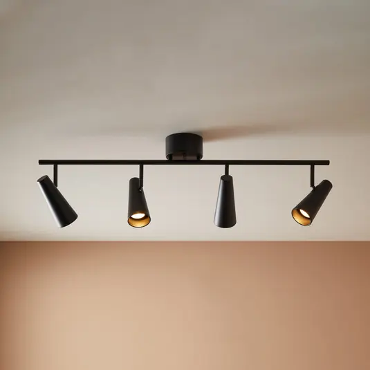 Promo Stagionale Faretto da soffitto Crest metallo nero 4 luci