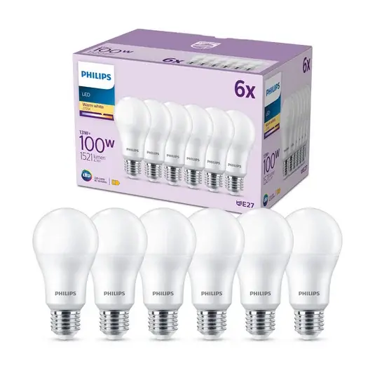 Philips LED E27 13W 1.521lm 2.700K satinato 6x Prezzo Basso
