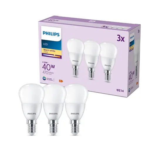 Philips LED E14 4,9W 470m 2.700K satinato 3x Occasione Imperdibile