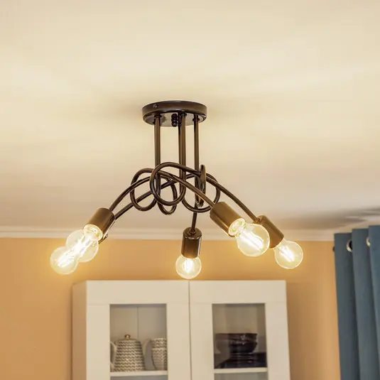 Offerta Limitata Plafoniera Joiy, incrociata, a 5 luci, nera