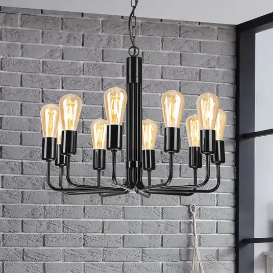 Prezzo Conveniente Lampadario Malou, 10 luci, nero