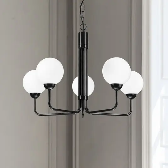 Popolare Lampadario Malou con paralumi in vetro, 5 luci